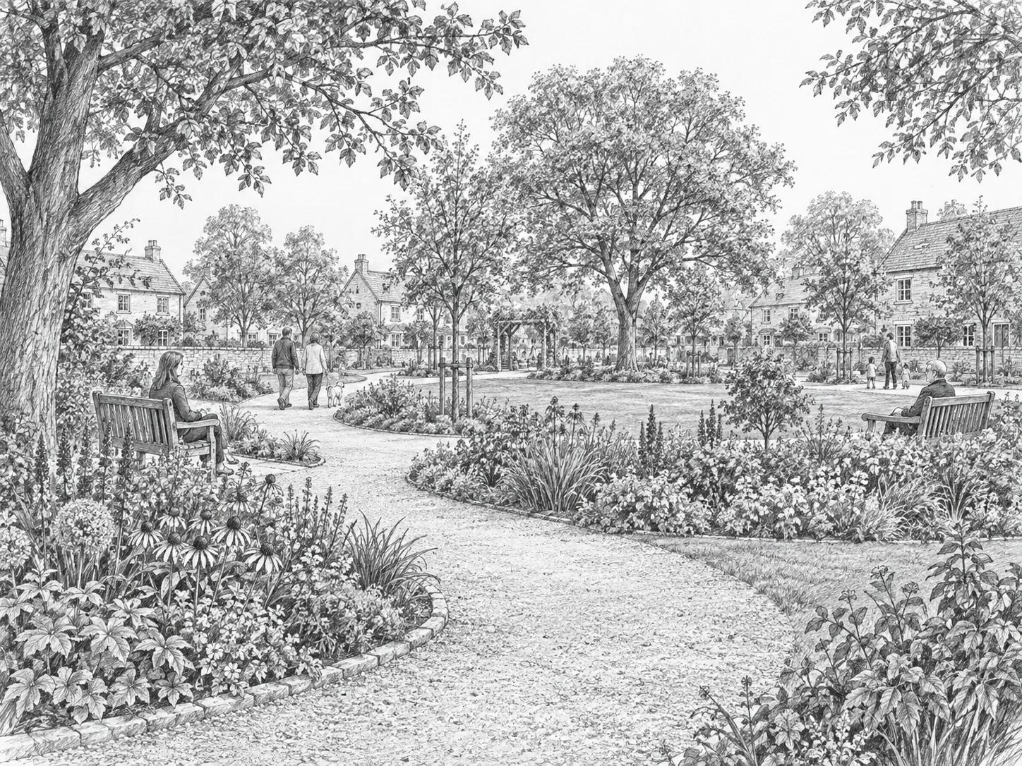 Families enjoying the Harbour Yard public garden